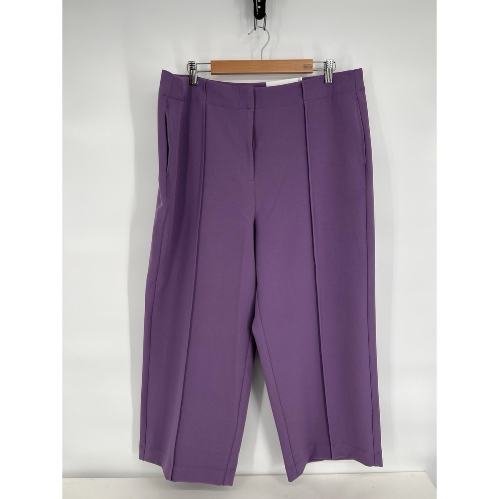 Liz Claiborne Womens Purple Mid Rise Stretch Crop Pants Sz 18 Org $54 NWT